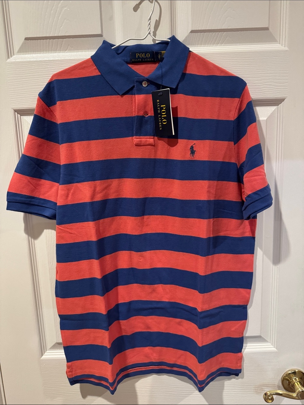Polo by Ralph Lauren Men’s Striped Polo - Coral & Navy